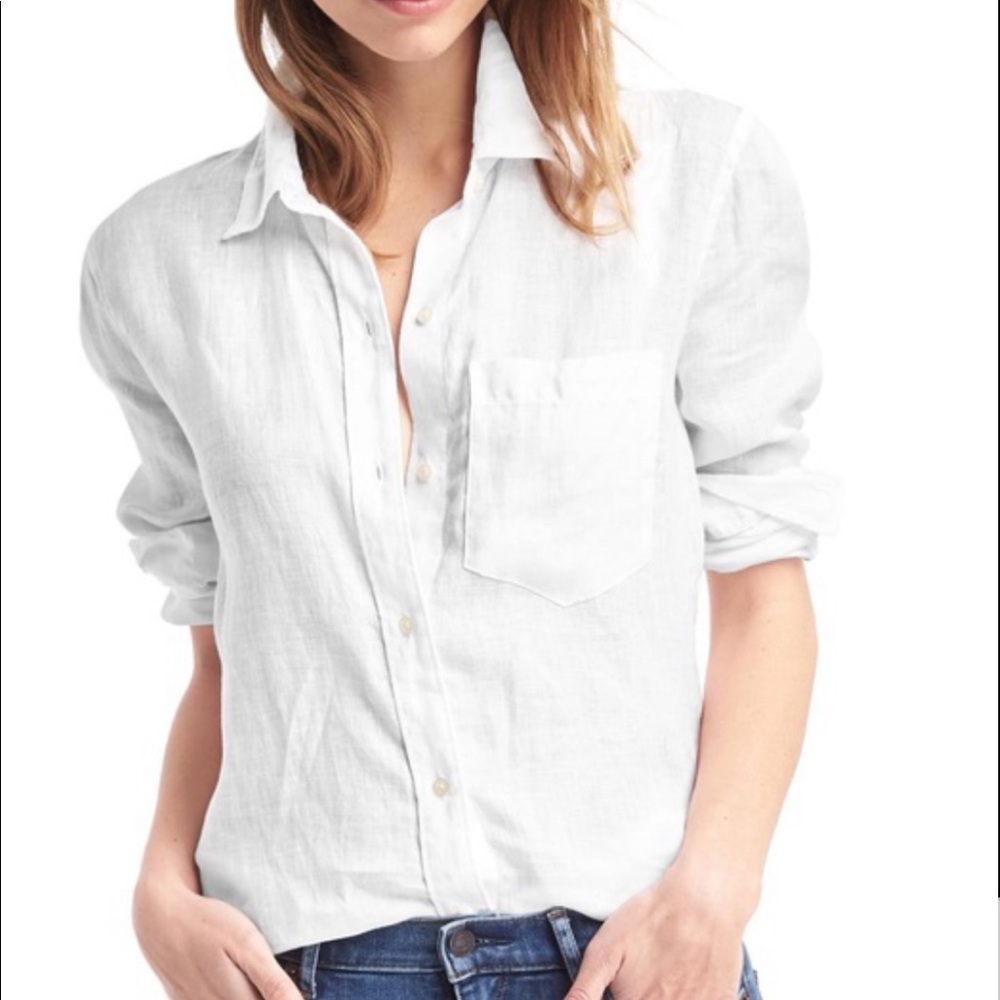 Gap Boyfriend Fit Linen Top